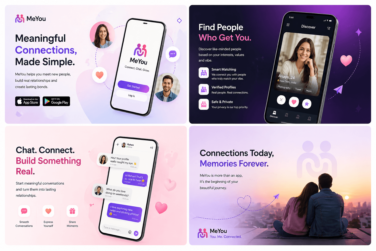 MeYou premium dating app hero collage